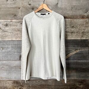 Vince Mens Raglan Long Sleeve Crewneck Shirt M Gray Off White Cotton Blend Soft